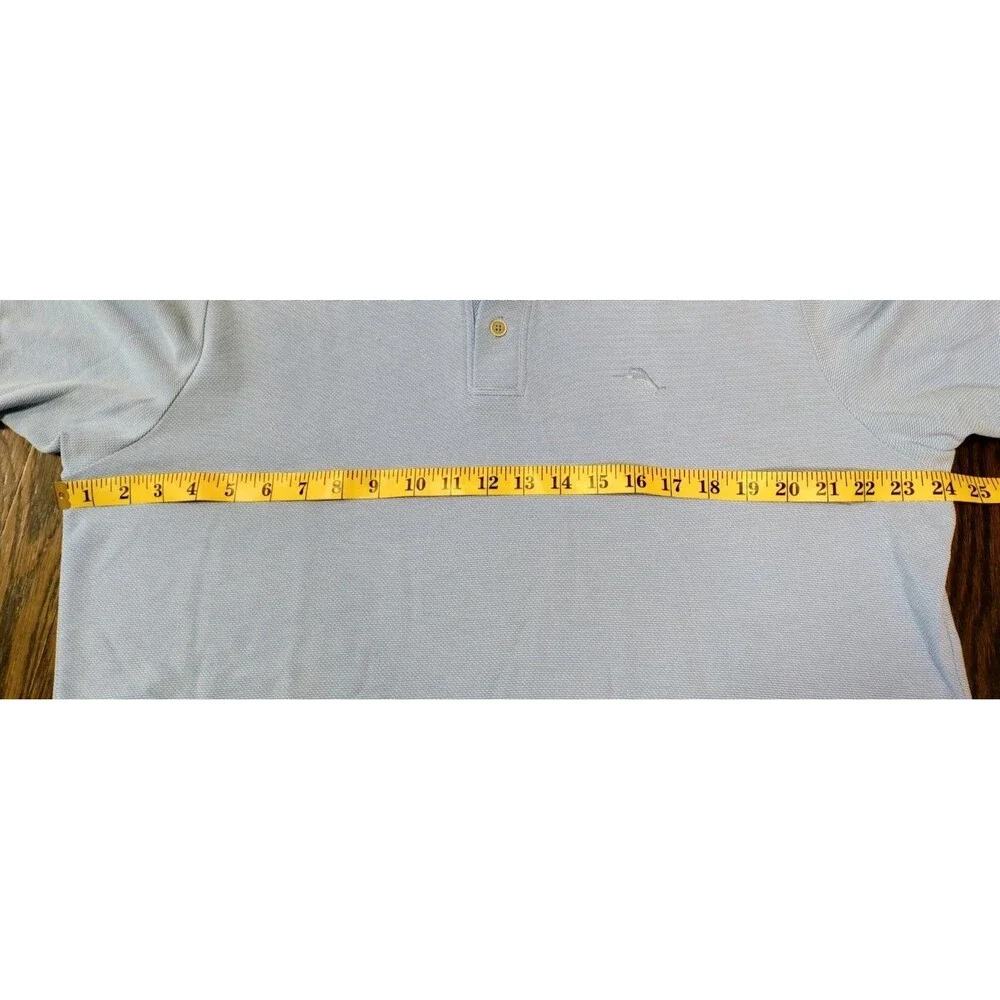 Tommy Bahama Cotton Polo Shirt Mens L Light Blue Golf Beach Preppy Casual Soft